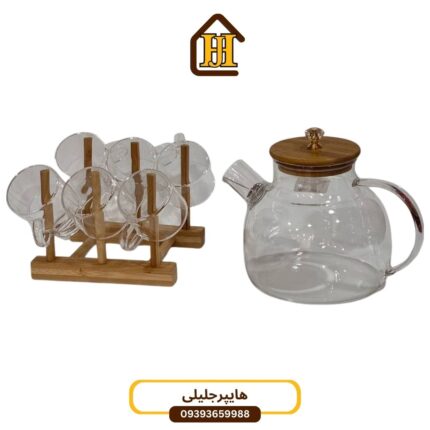 سرویس قوری و لیوان پیرکس و بامبو