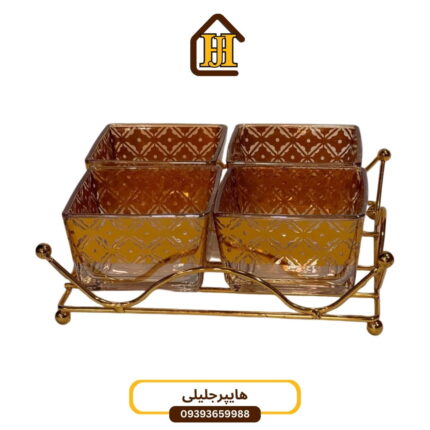 آجیل خوری طلایی شیشه استیل رنگ ثابت
