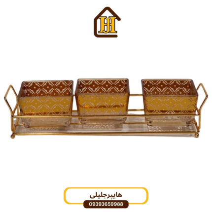 آجیل خوری طلایی شیشه استیل رنگ ثابت